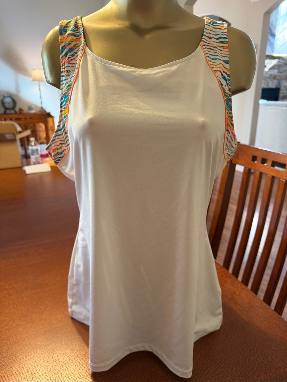 Fila White Tank Top with Multicolor Printed Straps